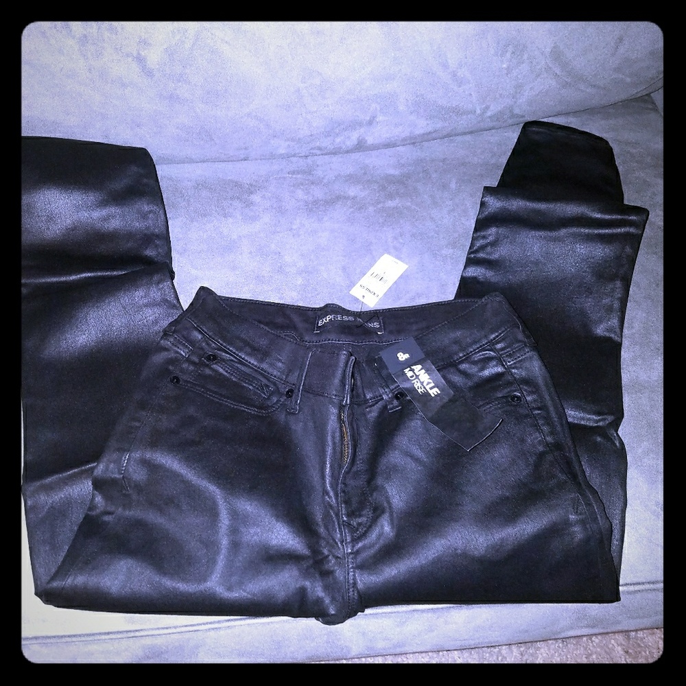 Express waxy black jeans